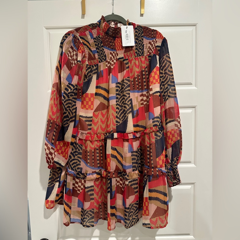 Fate Long sleeve Multicolor Patterned Women's Dress